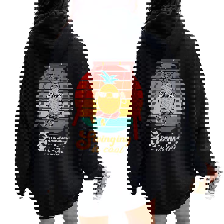 スイング パイナップル スイング クール 面白い フルーツ 男性 女性 子供 Pineapple レディース オーバーサイズ パーカー バックプリント