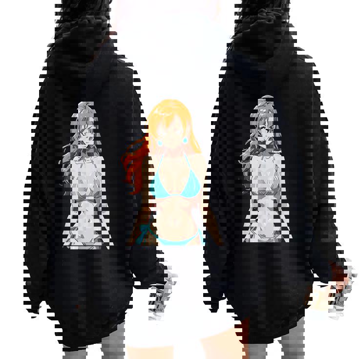 セクシー ワイフ ビーチ アニメ 女の子 日本語 レディース オーバーサイズ パーカー バックプリント