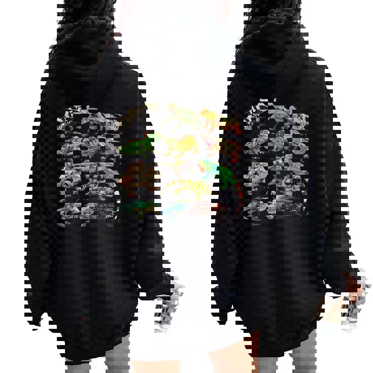 トカゲイグアナ クールな爬虫類タイプ – 男性、女性、男の子、女の子。 レディース オーバーサイズ パーカー バックプリント