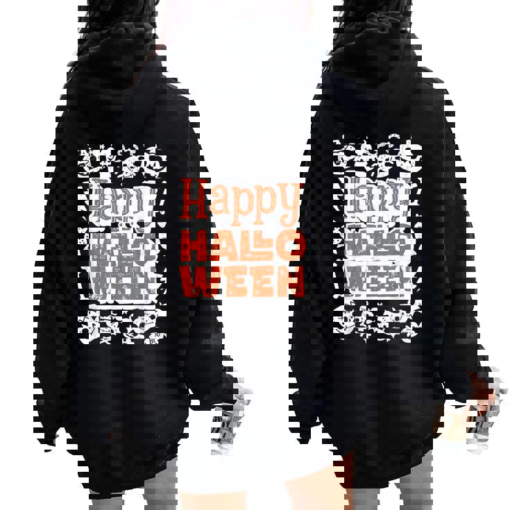 ハッピーハロウィン 子供 大人 男性 女性 キュート ビンテージ レディース オーバーサイズ パーカー バックプリント