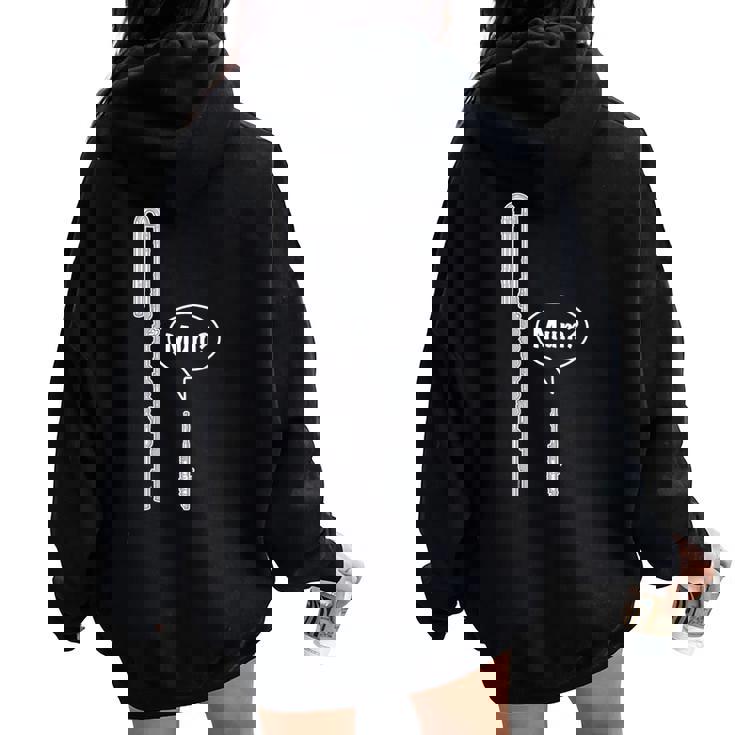 バスフルートとピッコロフルートのミーム 面白いフルートママ Flute Mum Humour レディース オーバーサイズ パーカー バックプリント