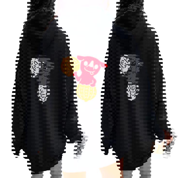 千葉県ご当地キャラと落花生 長袖tシャツ レディース オーバーサイズ パーカー バックプリント