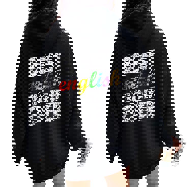 最高の英語教師 文法 クラス 男性 女性 教員 英語教師 レディース オーバーサイズ パーカー バックプリント