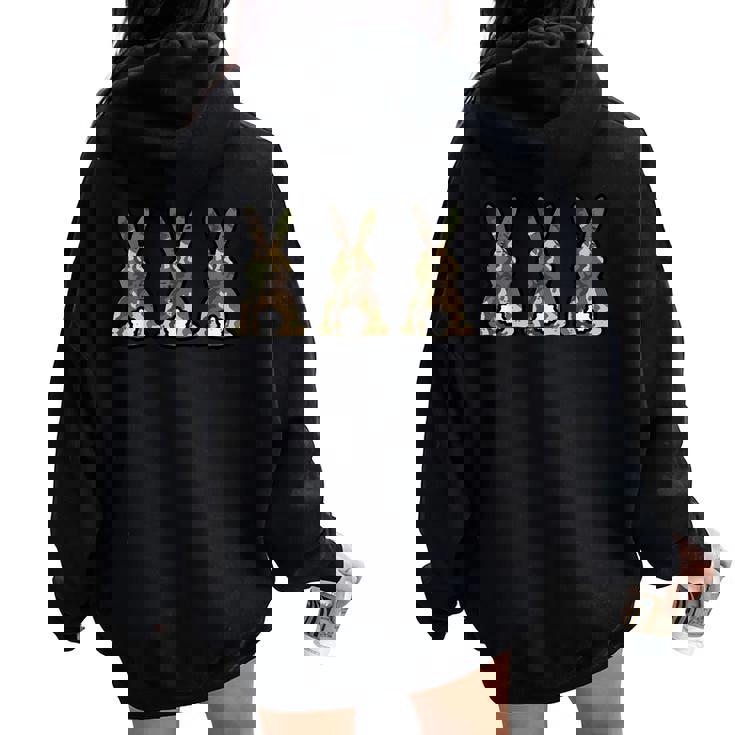 迷彩柄 ウサギ キュート イースターデー ウサギ 男性 女性 キッズ レディース オーバーサイズ パーカー バックプリント