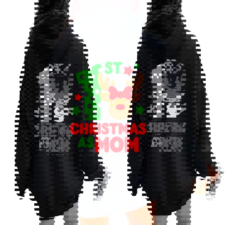 First Christmas As Mom Matching Family 1St Christmas Family Women Oversized Hoodie Back Print