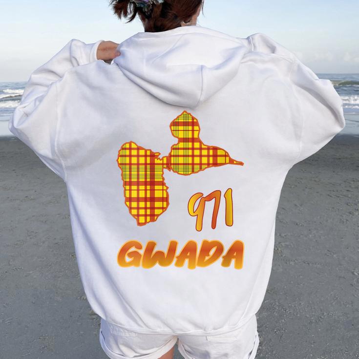 971 Gwada Idee Cadeau Guadeloupe Gwadlouptyle Madras Sweat à capuche oversize pour femme avec imprimé dans le dos