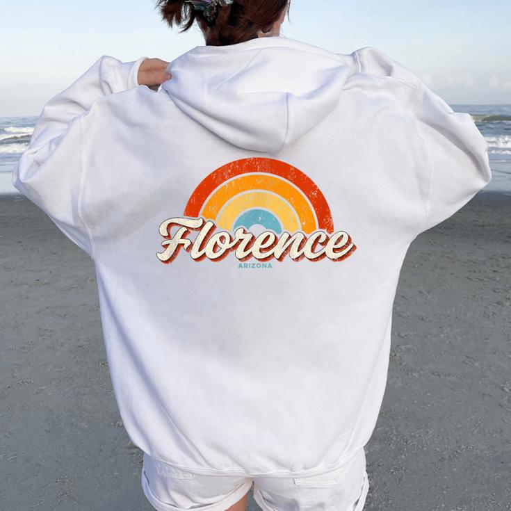 Florence Arizona Azintage Rainbow Rétro Années 70 Sweat à capuche oversize pour femme avec imprimé dans le dos