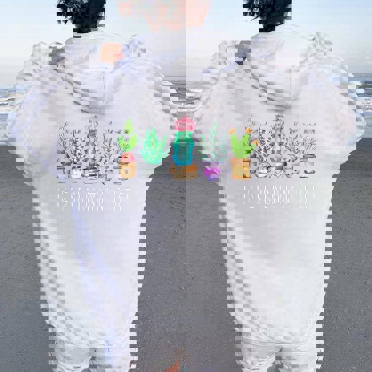 I Be Plantin'hit サボテン 多肉植物 面白い植物 ガーデン レディース オーバーサイズ パーカー バックプリント