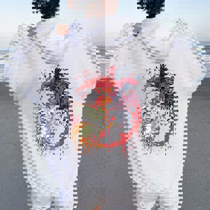 Rooster Cock Fight Chicken ノベルティ ファーマーズギフト レディース オーバーサイズ パーカー バックプリント