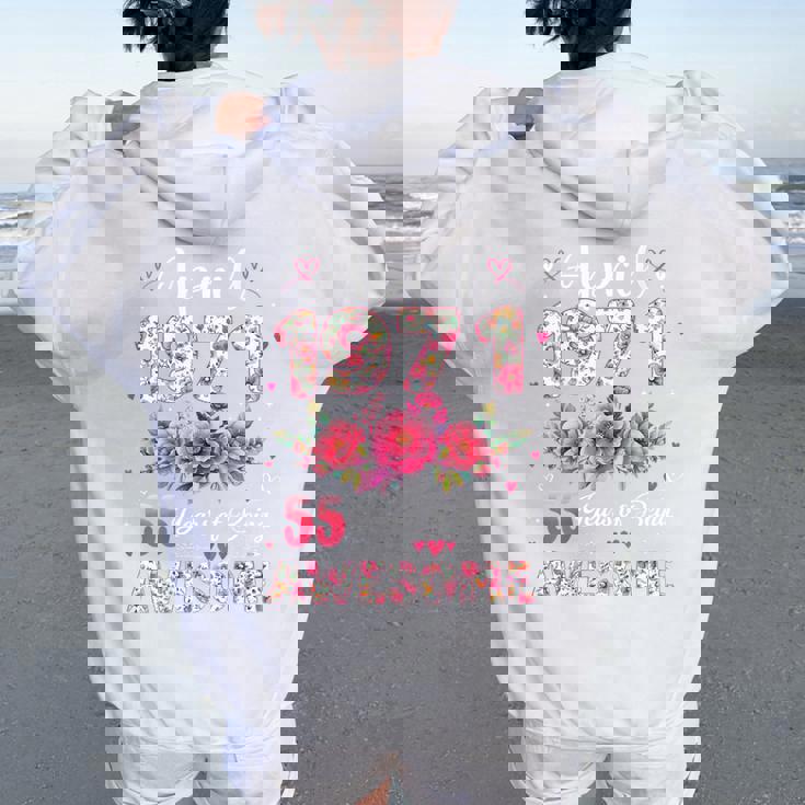 オンバック 55歳 1971年4月 花柄 55歳の誕生日 レディース オーバーサイズ パーカー バックプリント