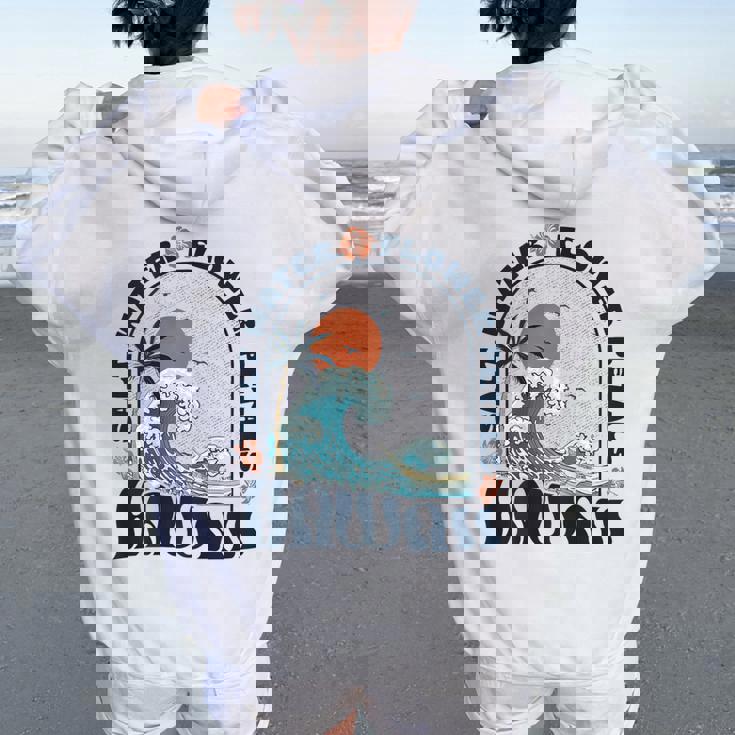 ソルトウォーターフラワー 花びら ハワイ 夏のビーチ愛好家 バック レディース オーバーサイズ パーカー バックプリント