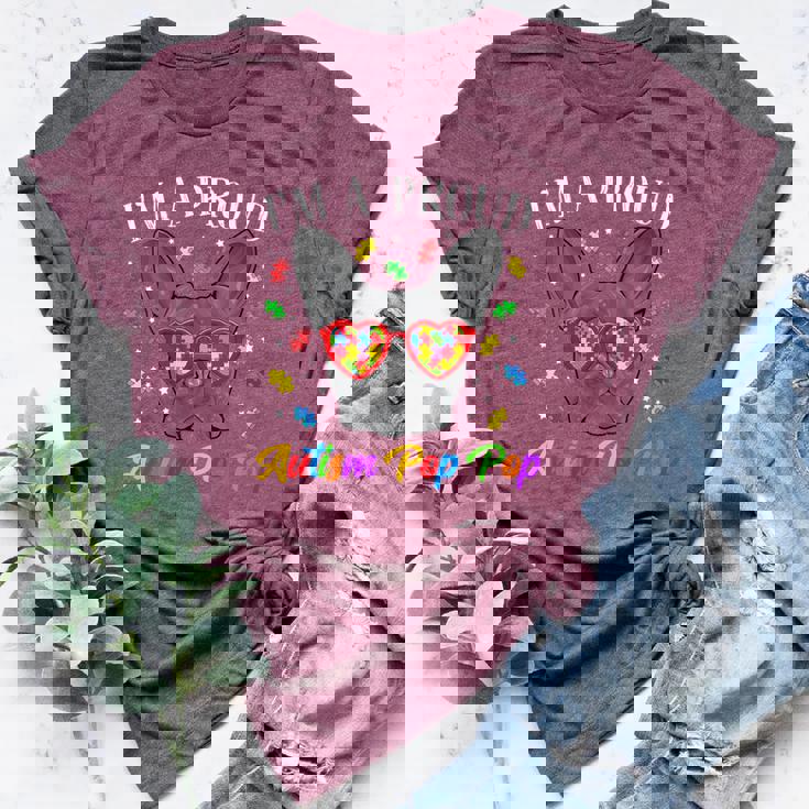 Proud Autism Pop Pop French Bulldog Dog Puzzle Glasses Women's Heather T-Shirt