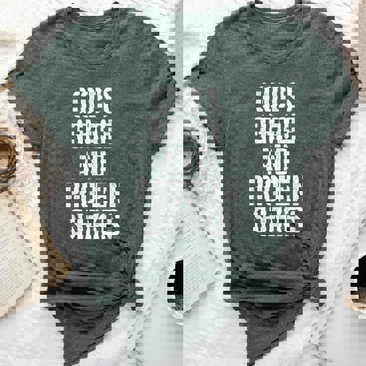 God’S Grace And Protein Shakes Christian Workout Fitness Gym Bella Canvas T-shirt