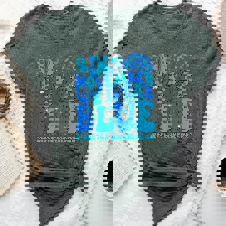 In November We Wear Ribbon Blue Diabetes Awareness Women Bella Canvas T-shirt