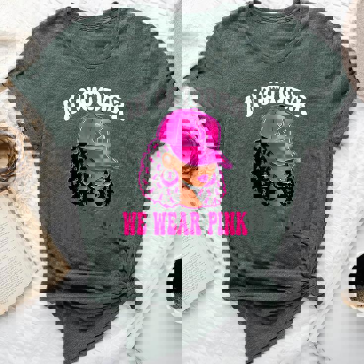 In October We Wear Pink Black Woman Breast Cancer Awareness Bella Canvas T-shirt