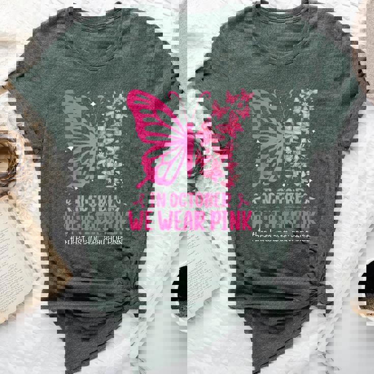 In October We Wear Pink Breast Cancer Awareness Butterfly Bella Canvas T-shirt