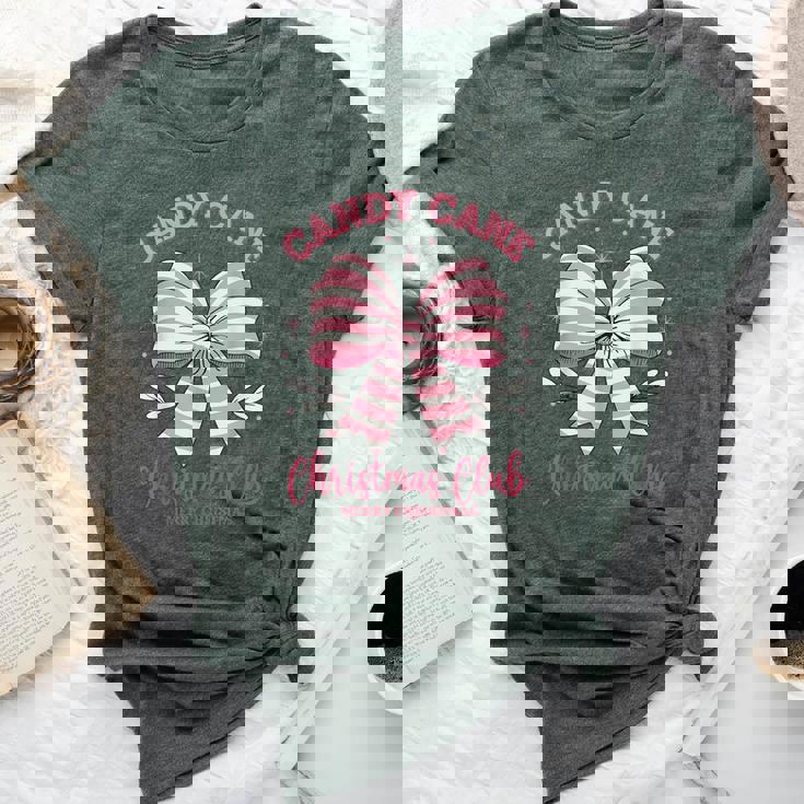 Pink Candy Cane Christmas Club Cute Coquette Bow Girl Bella Canvas T-shirt