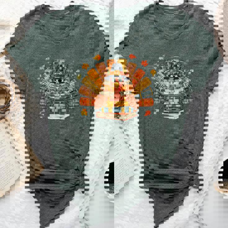 Thanksgiving Turkey Reading Book Fall Season Teacher Costume Bella Canvas T-shirt