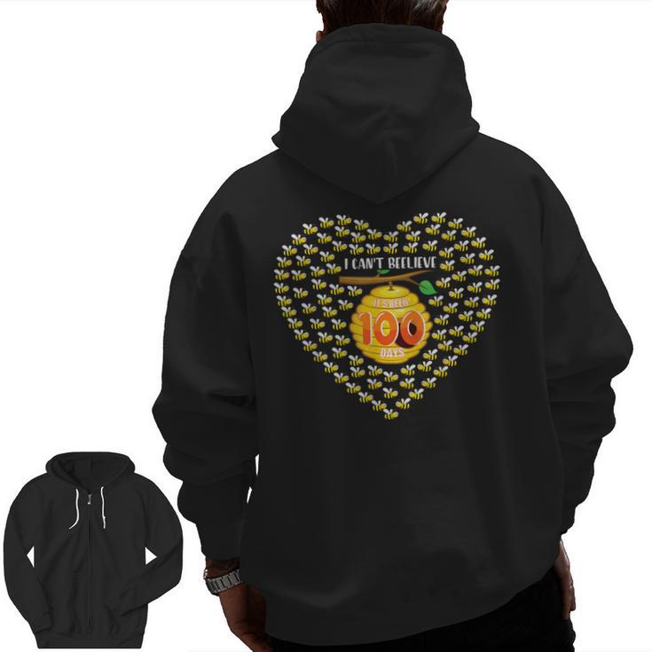 100 Days Of School Bee Hive Tree Hearts Teachers Student Kid Men Zip Up Hoodie Back Print