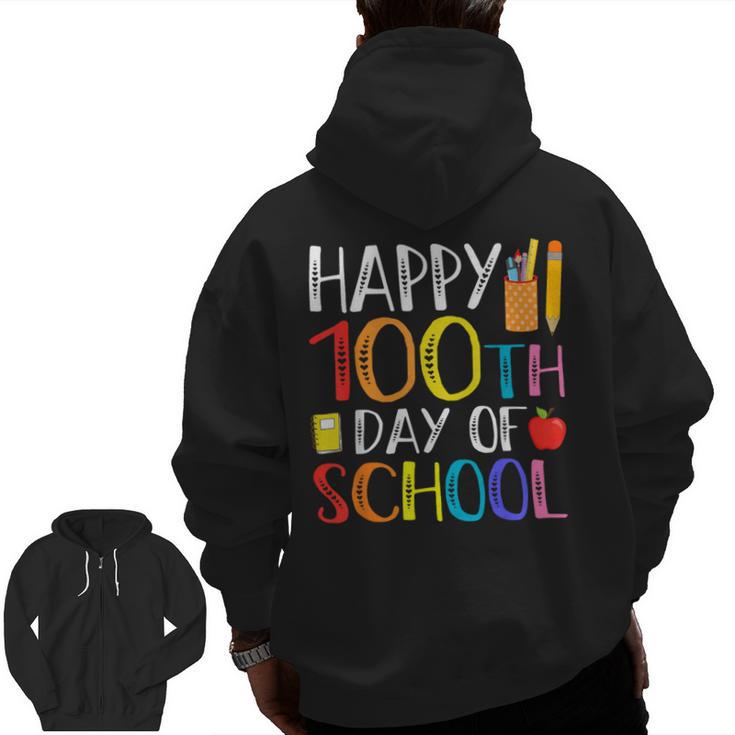 100 Days Of School Teacher And Student Men Zip Up Hoodie Back Print