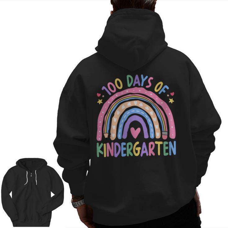100th Day Of Kindergarten Teacher Kids 100 Days Smarter Men Zip Up Hoodie Back Print