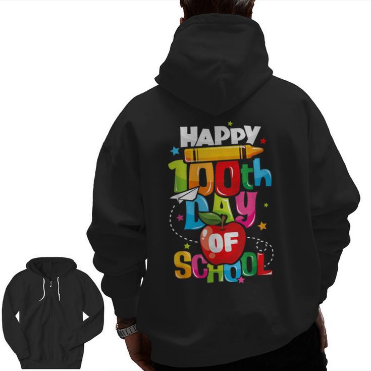 100th Day Of School Teachers Kids Child Happy 100 Days Men Zip Up Hoodie Back Print