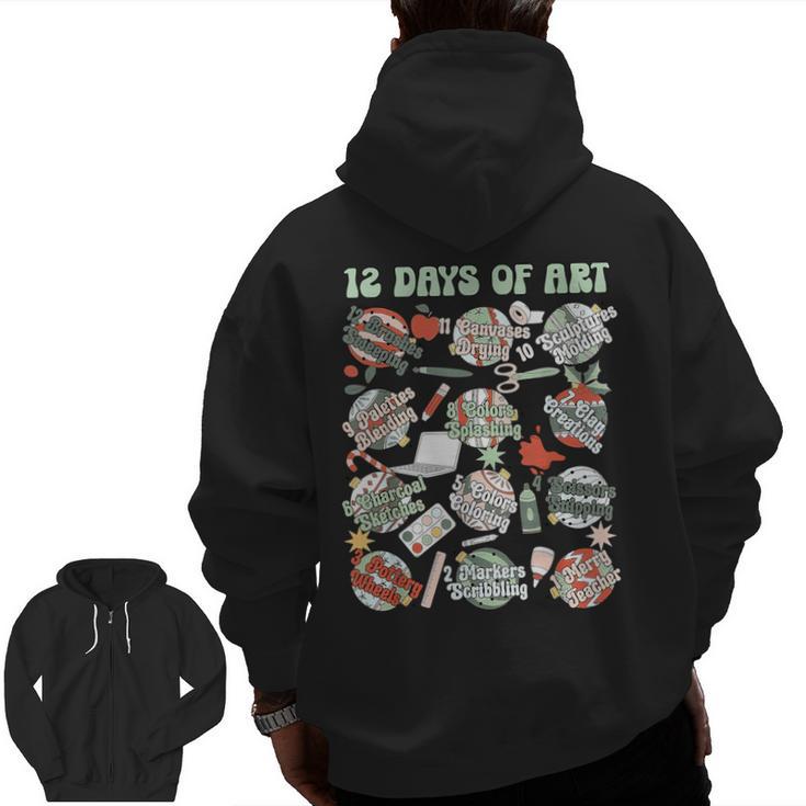 12 Days Of Art Teacher Christmas Artists Painter Educational Men Zip Up Hoodie Back Print