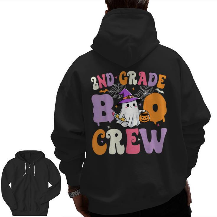 2nd Grade Boo Crew Spooky Second Grade Halloween Teacher Men Zip Up Hoodie Back Print