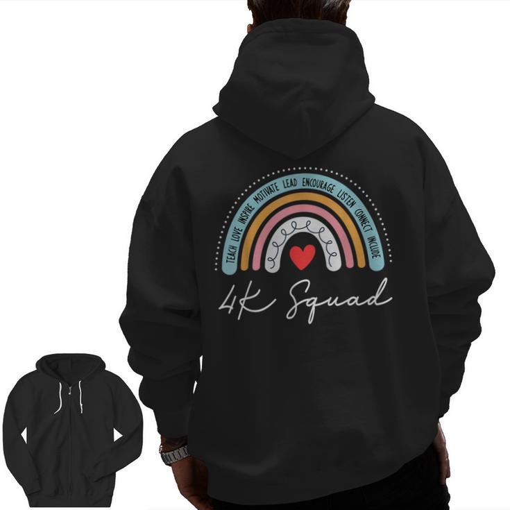 4K Squad Crew Team Teacher Kindergarten Kinder Elementary Men Zip Up Hoodie Back Print