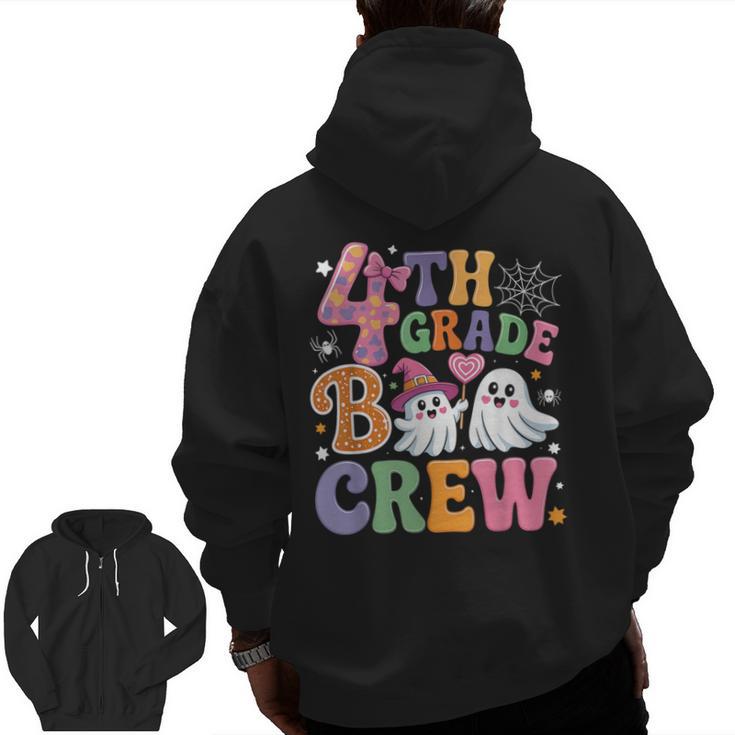4th Grade Boo Crew Fourth Grade Teacher Kids Happy Halloween Men Zip Up Hoodie Back Print