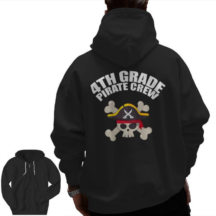 4th Grade Pirate Crew Halloween Costume Cool Teacher Student Men Zip Up Hoodie Back Print