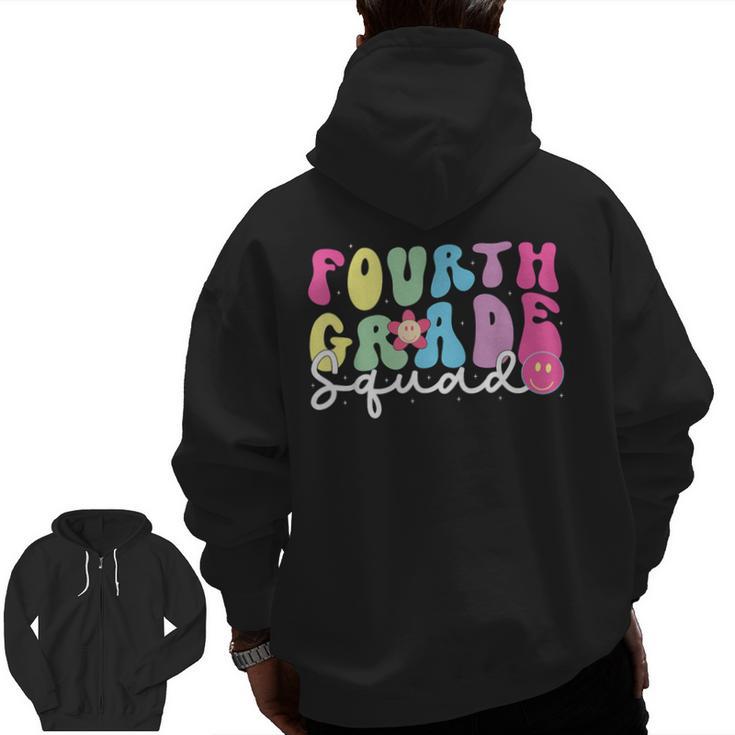 4th Grade Squad Fourth Teacher Student Team Back To School Men Zip Up Hoodie Back Print