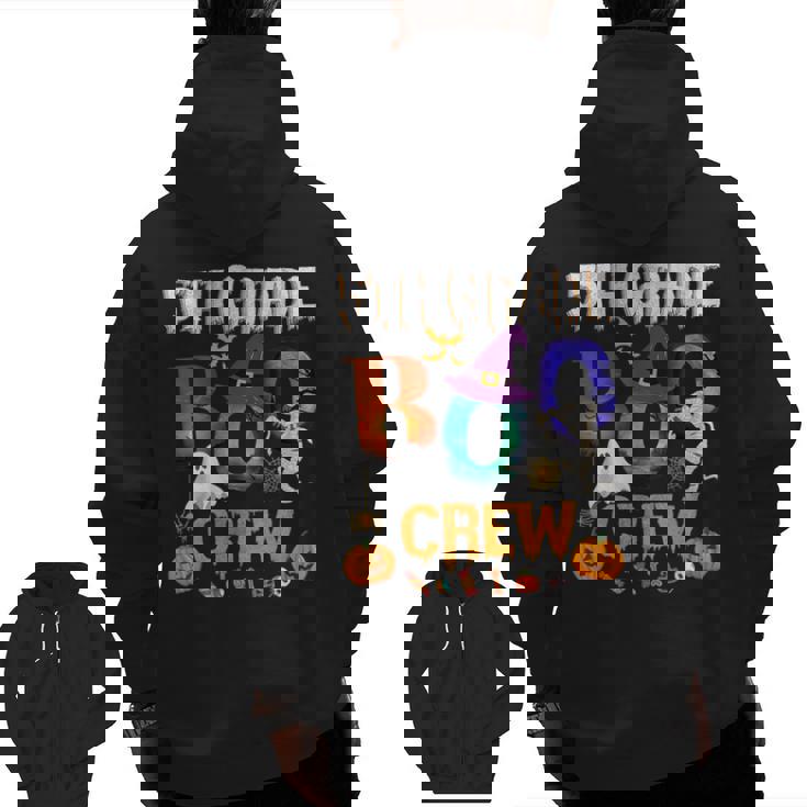 5th Grade Boo Crew Teacher Student Halloween Costume For Men Women Kids Men Zip Up Hoodie Back Print