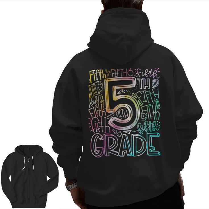 5th Grade Typography Team Fifth Grade Teacher Back To School Men Zip Up Hoodie Back Print