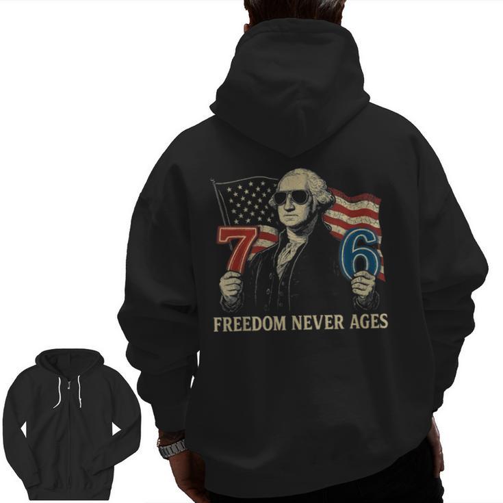 6-7 7-6 George Washington Freedom For Teachers Men Zip Up Hoodie Back Print
