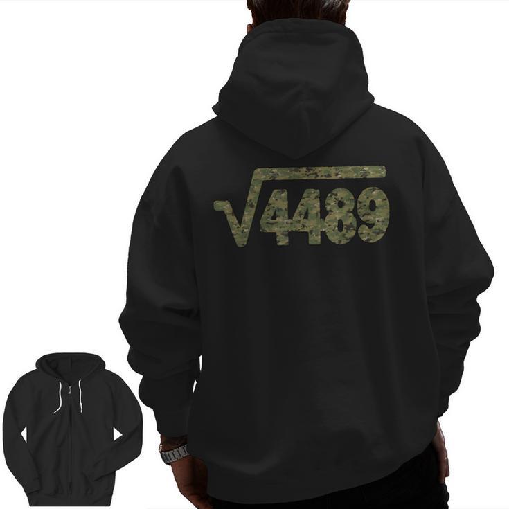 6 7 Army Pattern Meme Square Root 4489 Slang Math Teacher Men Zip Up Hoodie Back Print