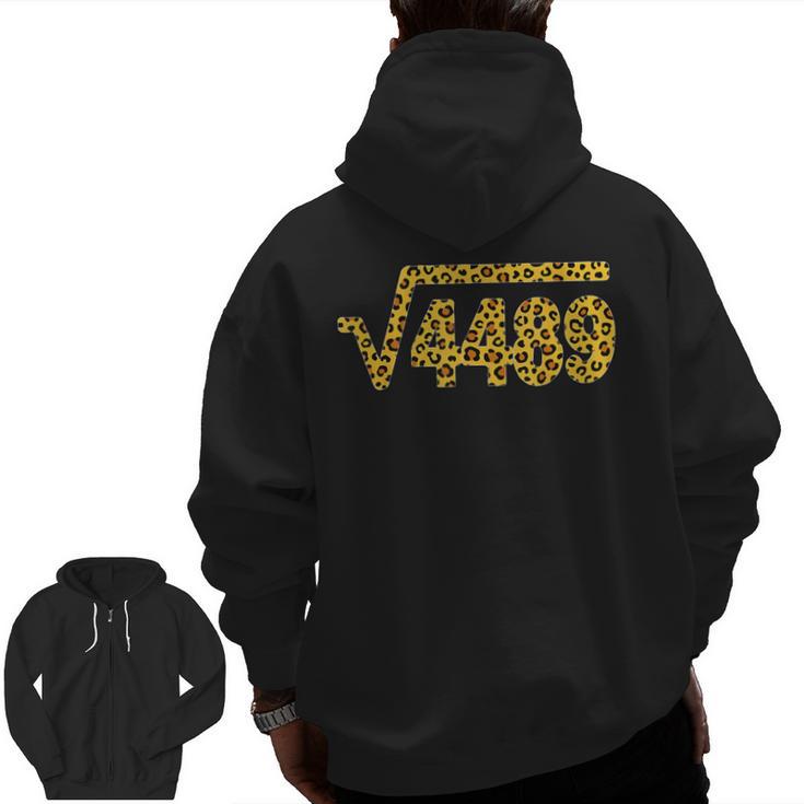 6 7 Leopard Pattern Meme Square Root 4489 Slang Math Teacher Men Zip Up Hoodie Back Print