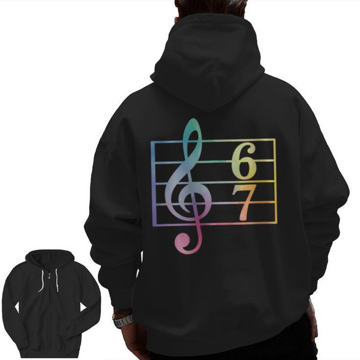67 Music Meme Slang Six Seven Music Teacher Musician Men Zip Up Hoodie Back Print