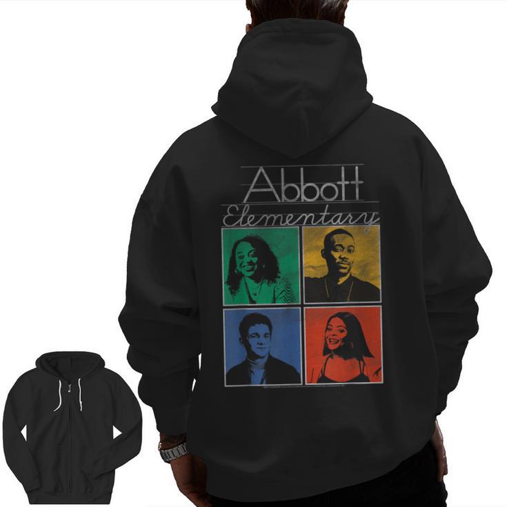 Abbott Elementary Colorful Pop Art Teachers TV Show Men Zip Up Hoodie Back Print