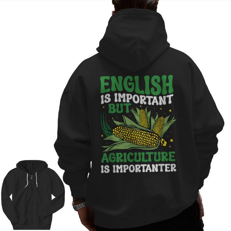 AG Teacher English Is Important But Agriculture Teacher Men Zip Up Hoodie Back Print