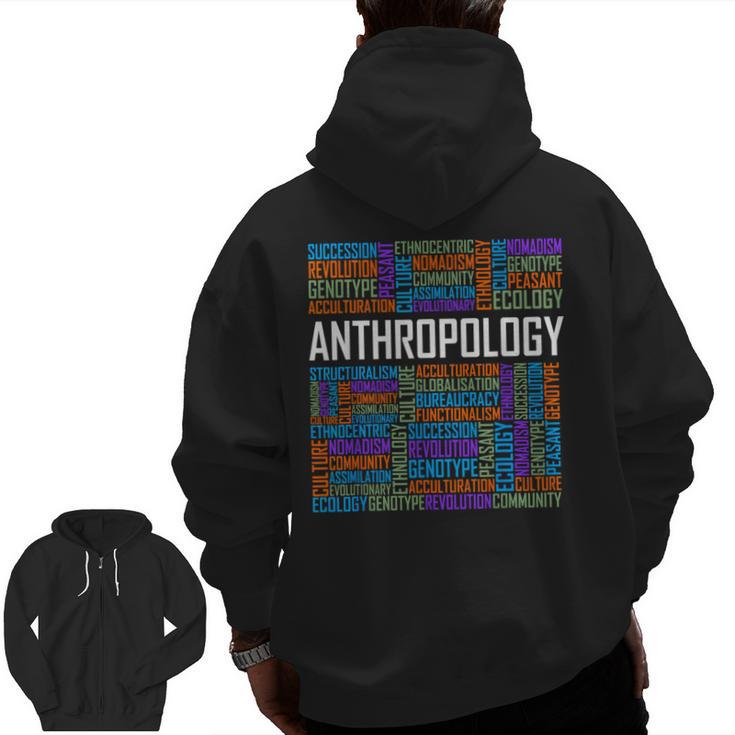 Anthropology Words Anthropologist Teacher Men Zip Up Hoodie Back Print