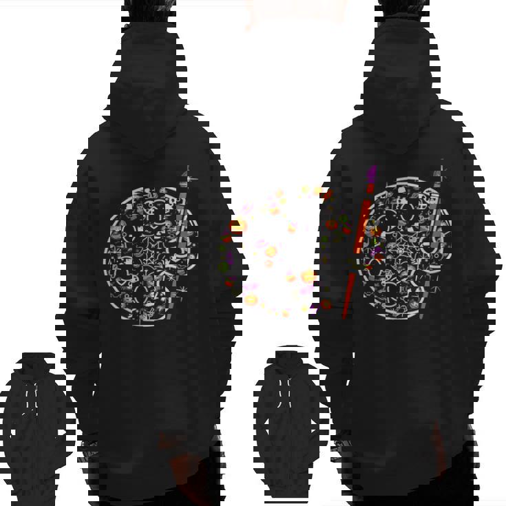 Art Teacher Pumpkin Scary Halloween Costume Men Women Men Zip Up Hoodie Back Print