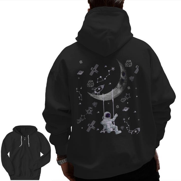 Astronaut Purple Moon Swing NASA Space Science Teacher Men Zip Up Hoodie Back Print