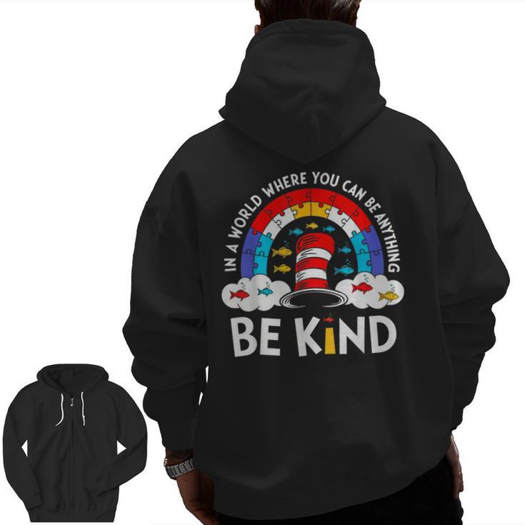 Autism Awareness For Teacher Why Fit In Doctor Cat Hat Cool Men Zip Up Hoodie Back Print