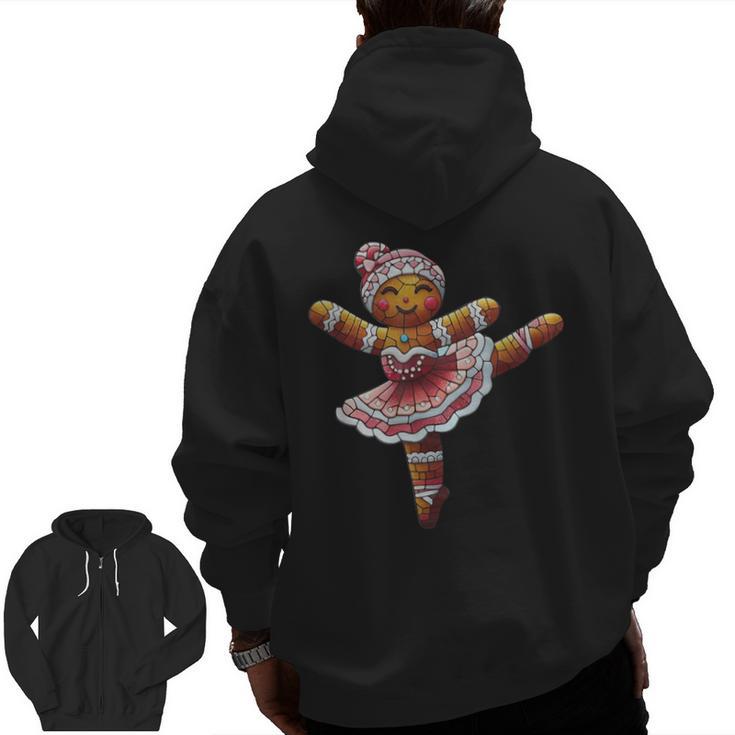 Ballet Dancer Gingerbread Christmas Dance Teacher Girl Women Men Zip Up Hoodie Back Print