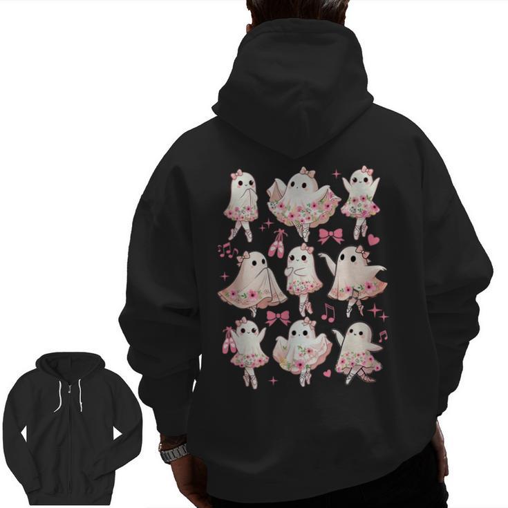 Ballet Ghost Ballet Dancer Spooky Dance Halloween Teacher Men Zip Up Hoodie Back Print