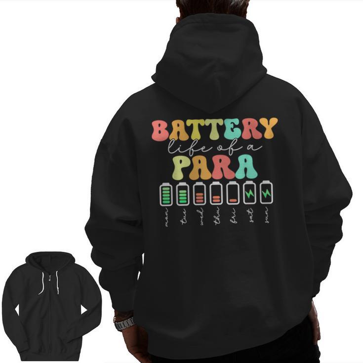 Battery Life Of A Para SPED Parapro Teacher Squad Men Zip Up Hoodie Back Print
