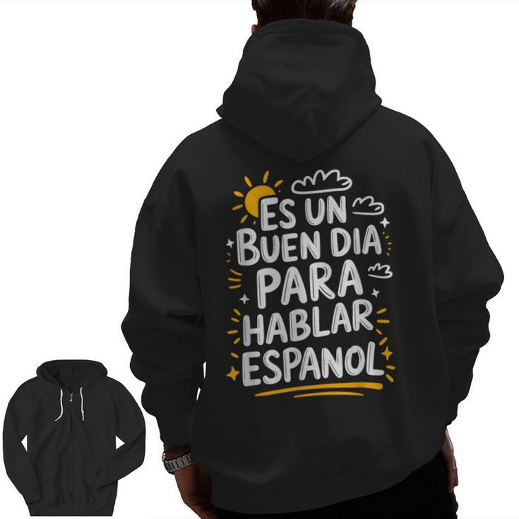 Bilingual Teacher Maestra Spanish Teacher Men Zip Up Hoodie Back Print