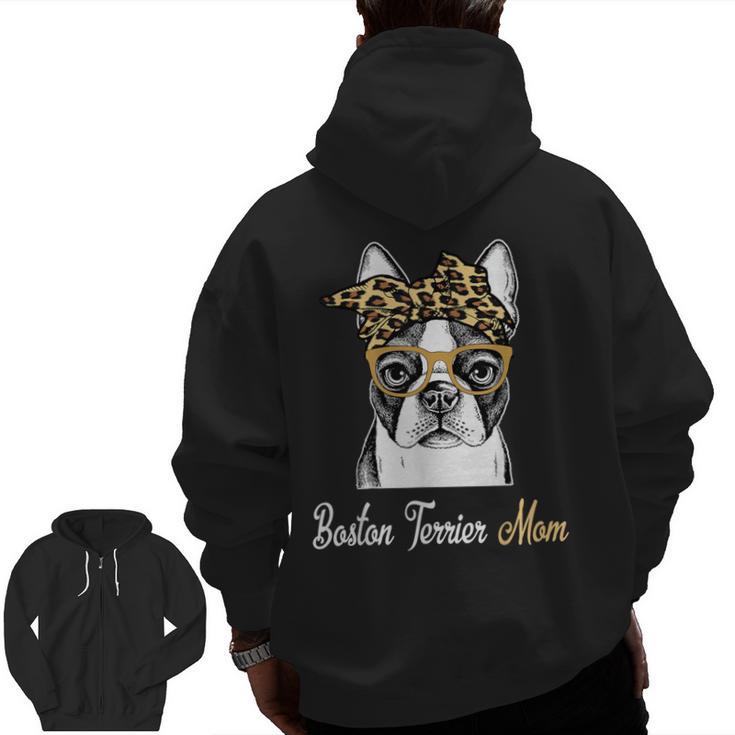 Birthday And Mother's Day -Boston Terrier Mom Men Zip Up Hoodie Back Print