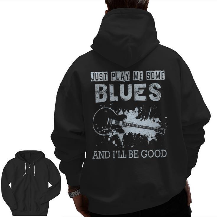 Blues Music Band Lover Vintage Guitar Teacher Blues Men Zip Up Hoodie Back Print